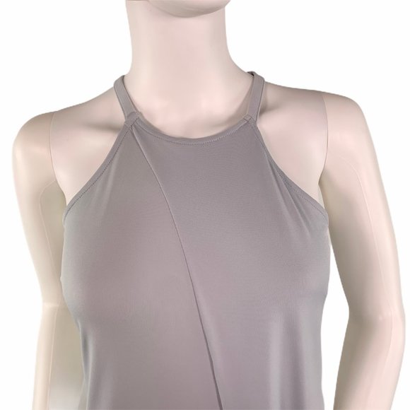 Bar III Gray Faux Wrap Sleeveless High Neck Dress - Picture 2 of 7